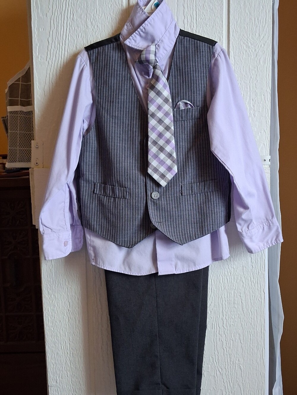 George 4 Piece Suit, Dark Grey, Lavender, Size 5
